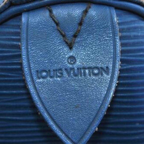 SALE! Vintage Louis Vuitton Epi Speedy 30 Blue Leather Gold Satchel Boston Bag - Picture 4 of 16
